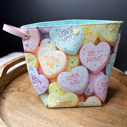 Conversation Hearts Project Bag with loop