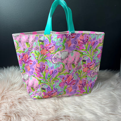 Big Pink Elephant Project Bag with Handles