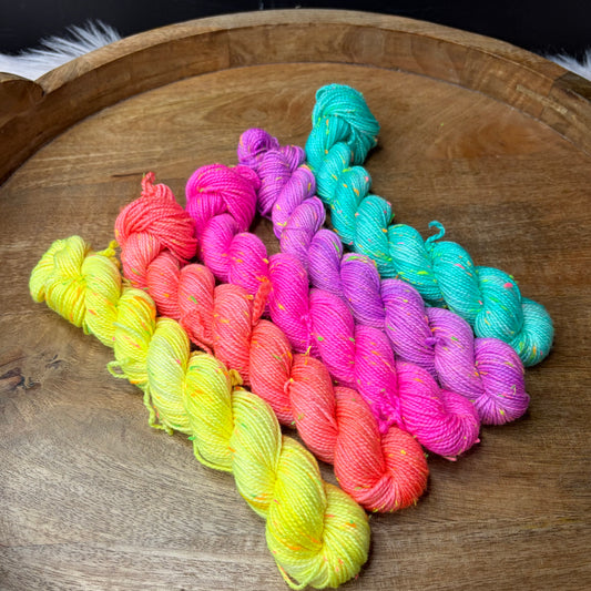 Betsy Neon Tweed Sock 5-20g skein set- Neon Rainbow