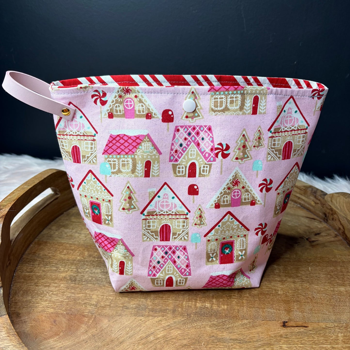 Pink Gingerbread project bag Christmas