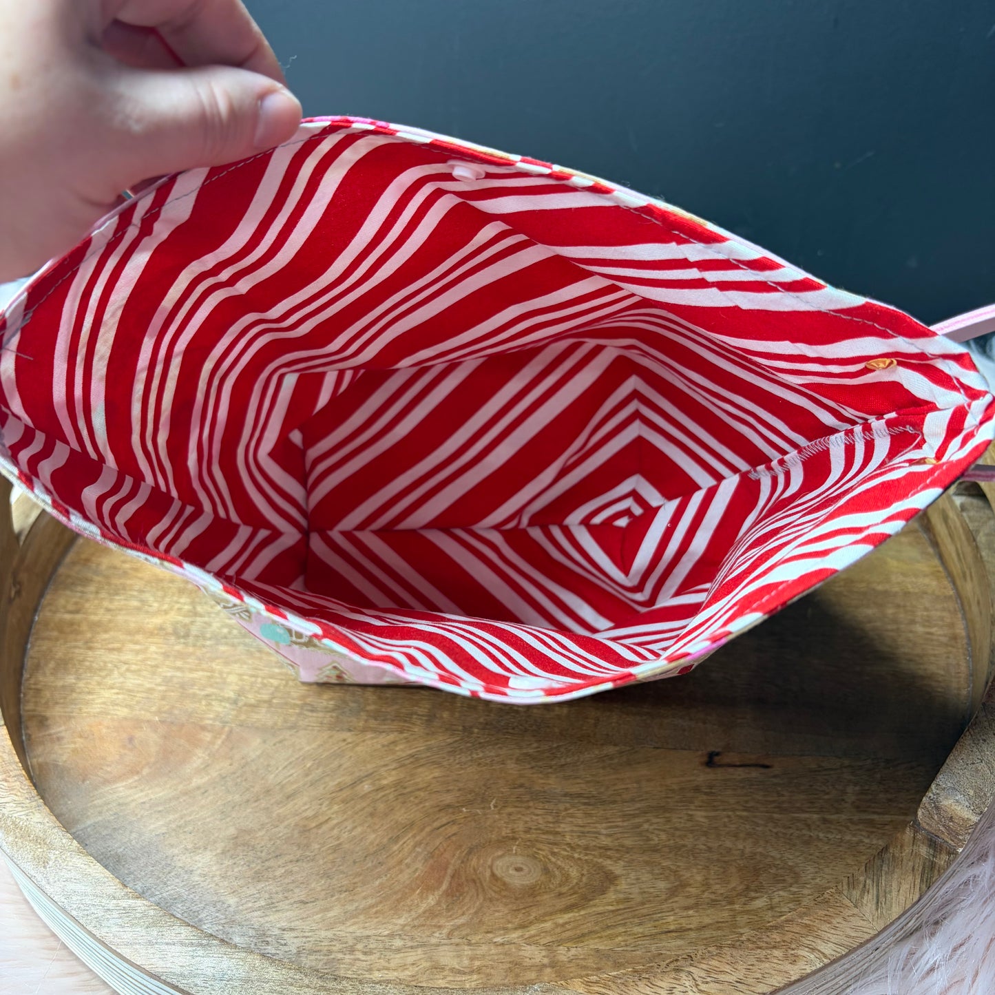Pink Gingerbread project bag Christmas