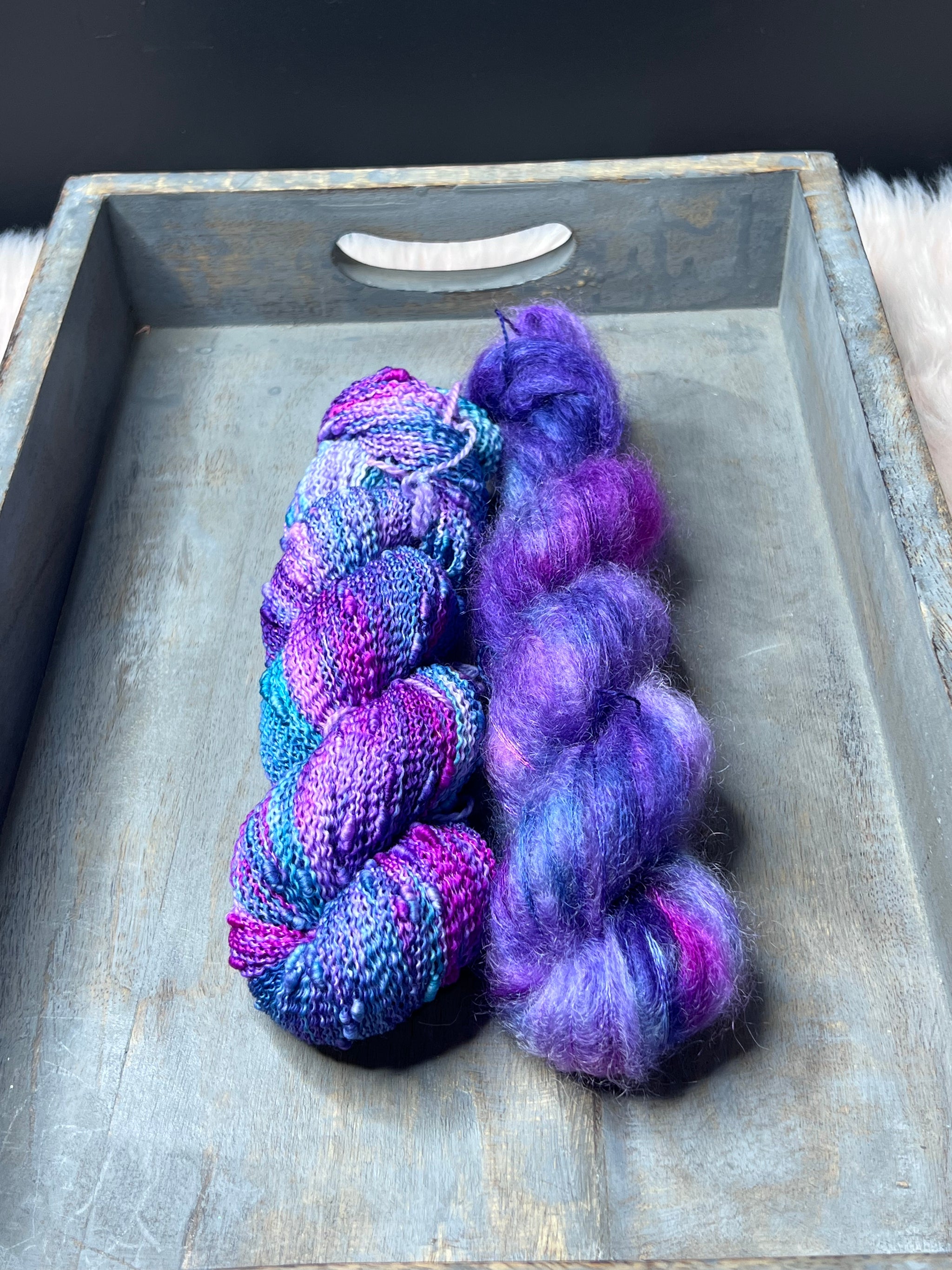 Vivienne Slub Fingering  & Abigail Mohair Lace matching sets (skeins available individually)-  Spoil Me Royal