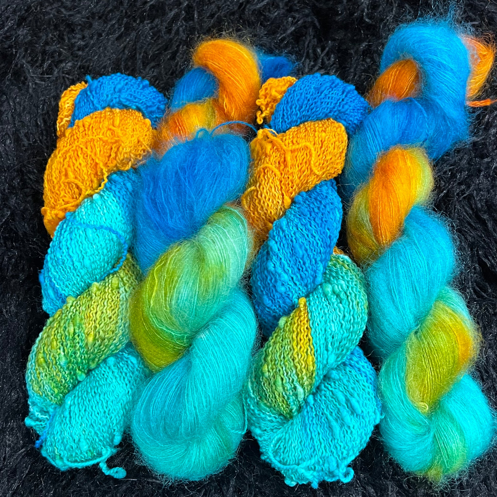 Vivienne Slub Fingering  & Abigail Mohair Lace matching sets (skeins available individually)-  Azure Sunset