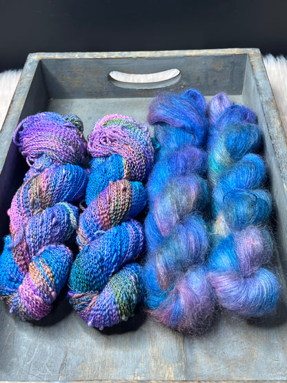 Vivienne Slub Fingering  & Abigail Mohair Lace matching sets (skeins available individually)-  Ice Cream Delight