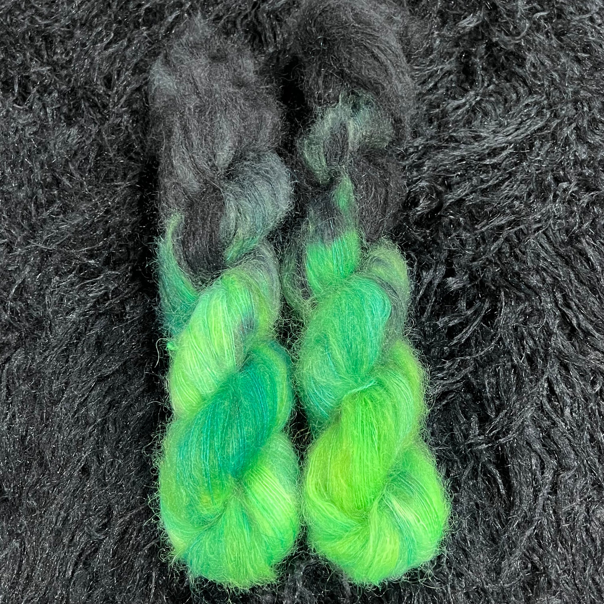 Vivienne Slub Fingering  & Abigail Mohair Lace matching sets (skeins available individually)-  Grass In The Dark